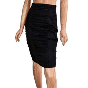 Nanette Lepore Black Ruched Pencil Skirt